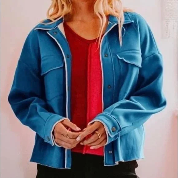 ODDY Jackets Coats Sherpa Jacket Lined Teal Soft And Warm